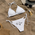 Bañador de copa triangular personalizado con nombre Vacaciones en la playa Lunas de miel Regalo para novia