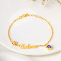 Personalizada Corazón Birthstone Birth Flower pulsera con nombre Dainty Joyería Aniversario Cumpleaños de regalo para las mujeres