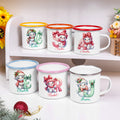 Personalizado lindo arco muñeco de nieve 12 oz esmalte taza con nombre e inicial cumpleaños Navidad regalo para niños familia amigos