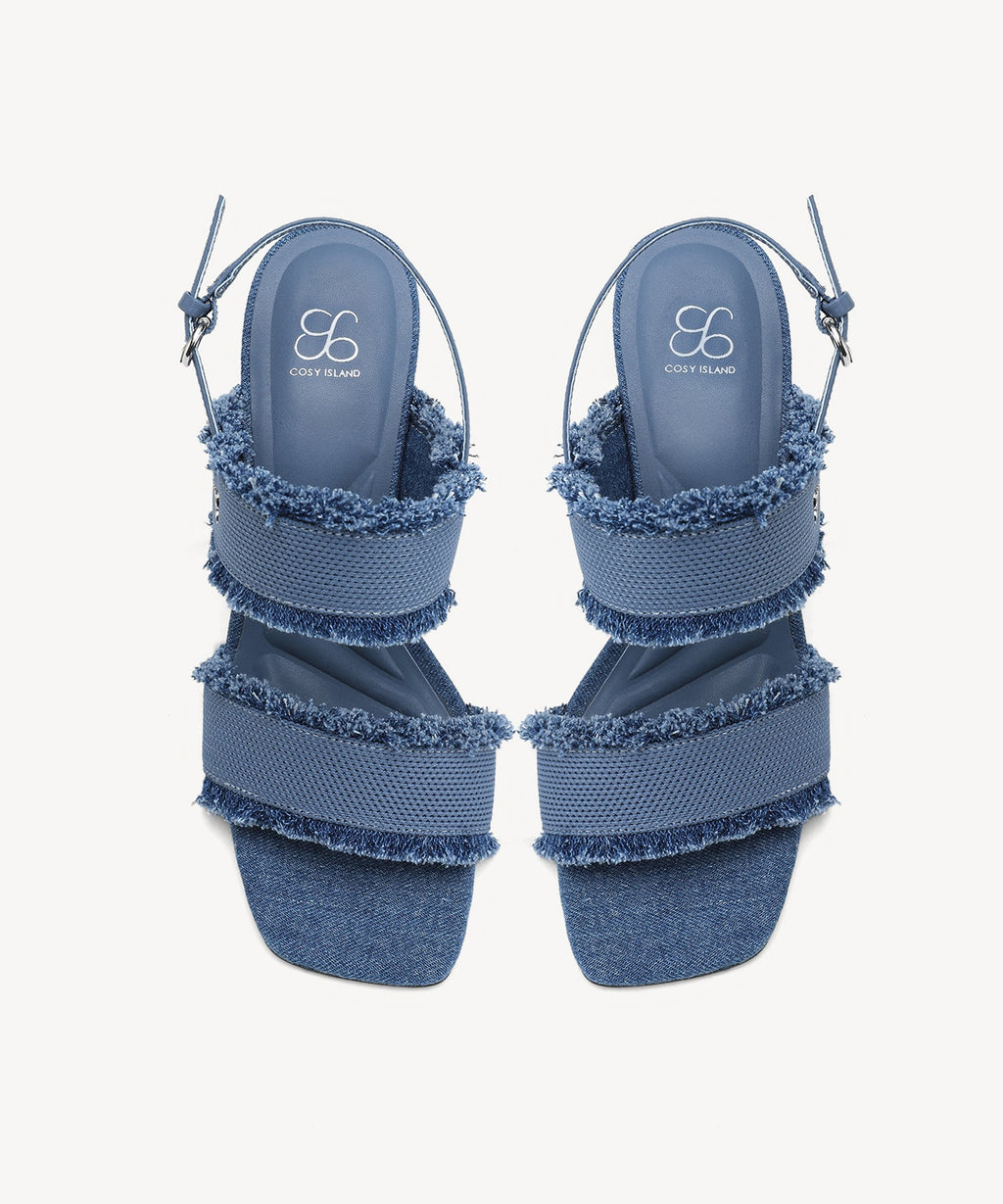 DenimTrim Square Toe Stiletto Sandal
