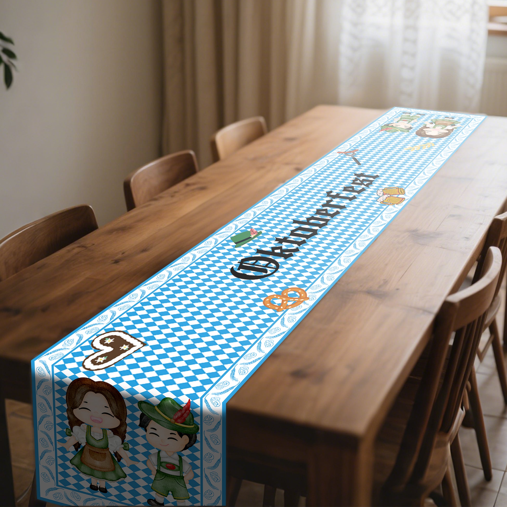 Camino de Mesa Personalizado Cerveza Oktoberfest Bavaria Resistente a la Suciedad con Texto Decoración de Mesa Regalo Esencial de Fiesta para Familia Amantes de la Cerveza