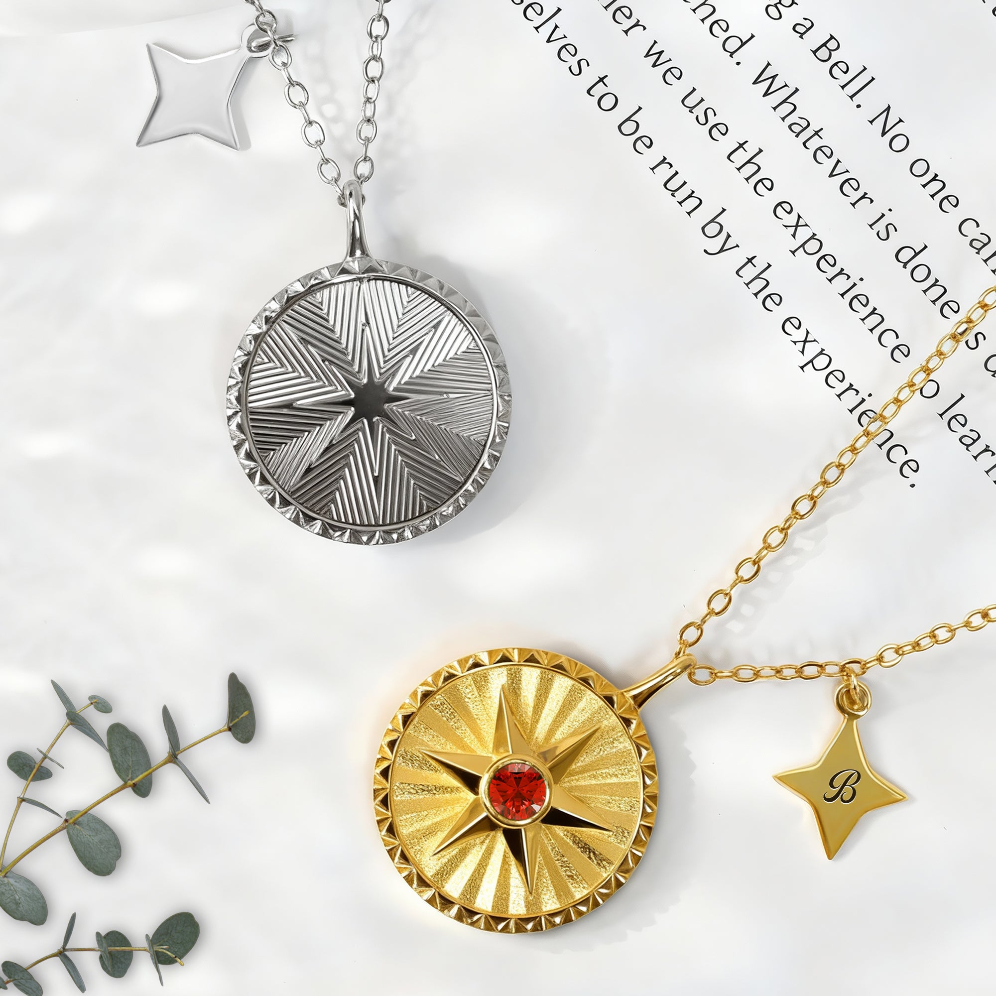 Hexagrama personalizado Guardián Energía Medalla Collar con Piedra de Nacimiento y la Inicial Dainty Familia Joyería Cumpleaños Aniversario Regalo para Mujeres Hombres