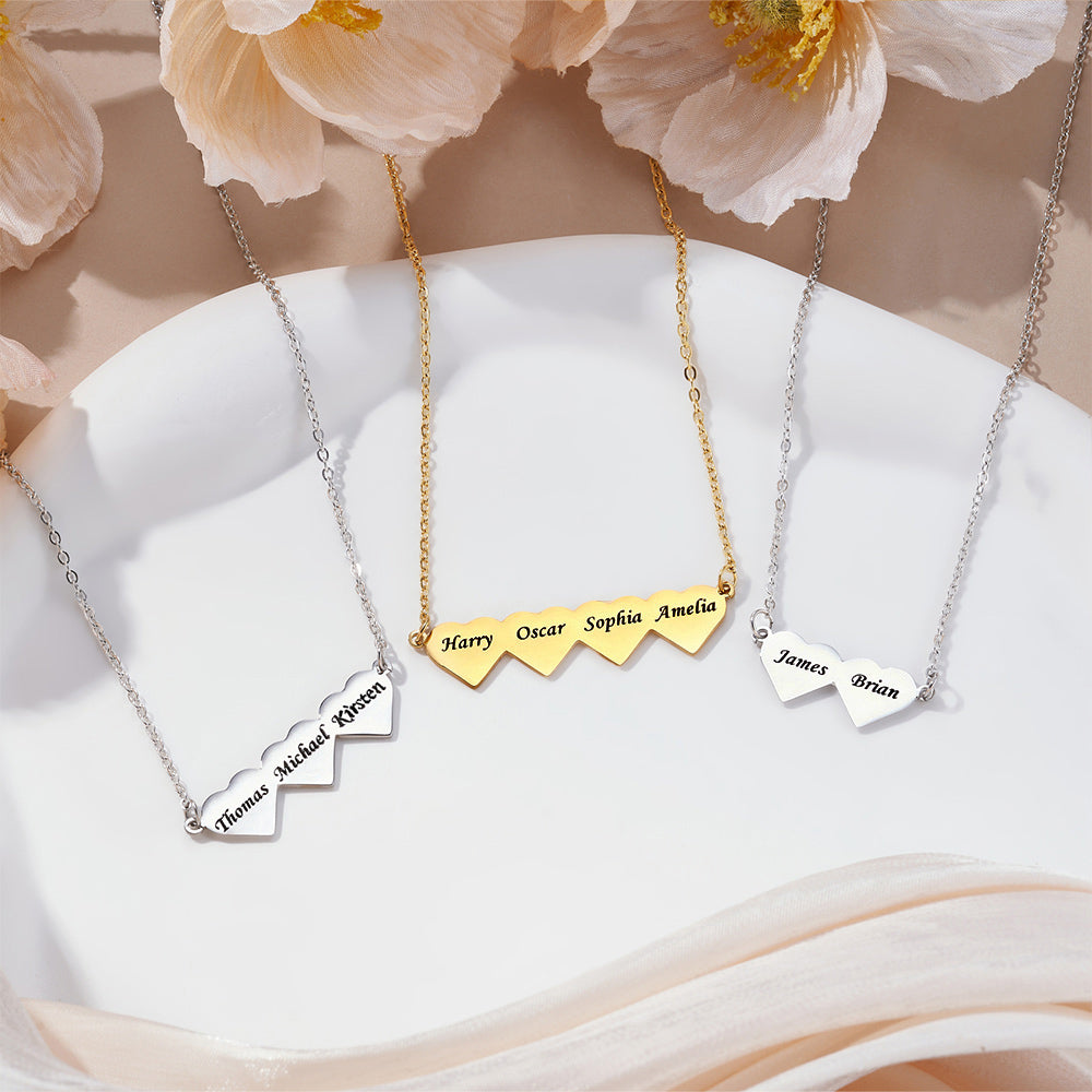Personalizado 1-10 Corazón Colgante Collar de la familia con nombres grabados Dainty Joyería de la Mujer Cumpleaños Día de la Madre Regalo para Mamá Abuela