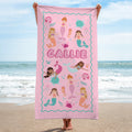 Toalla de playa de microfibra personalizada Ocean World Mermaid Shark Quick Dry Oversized con nombre Beach Party Essential Birthday Gift for Girls Boys