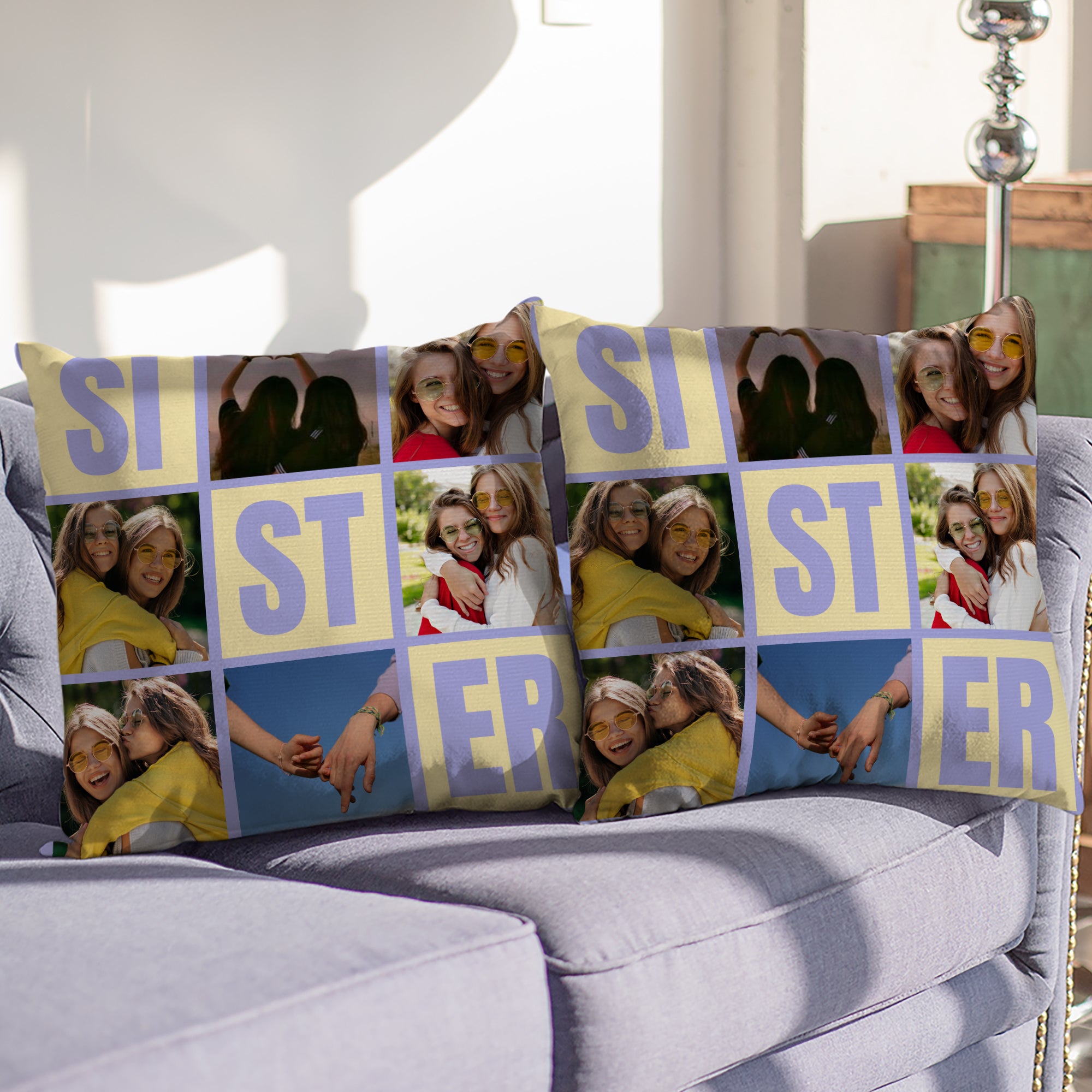 Personalizado 6 Fotos Collage Multicolor Throw Pillow Cover Home Decor Cumpleaños Navidad Regalo para Hermanas Amigos