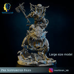 Ork Beast Hunter Warboss on colossal Mount, MeshBrain Lab