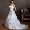 Bridal Wedding Dress White Long Sweetheart Ball-Gown Princess Organza