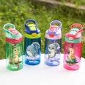 Botella de agua para niños de 16 oz con pajita de silicona y asa Personalizada Forest Animal Back to School Birthday Holiday Gift for Boys Girls