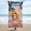 Personalizada Plantas Tropicales Crucero Personaje de dibujos animados Secado rápido Toalla de playa de gran tamaño con nombre Fiesta Cumpleaños Regalo para Mujeres Niñas