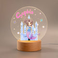 Luz de Noche LED Acrílica Personalizada Fantasía Princesa Sirena con Base de Madera y Nombre Cumpleaños Día del Niño Regalo para Niñas Hijas