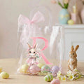 Conejito de Acuarela Personalizado Bolsa de Regalo Transparente con Nombre y Lazo Rosa Fiesta de Caza de Huevos de Pascua Regalo para Niños