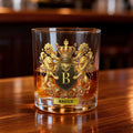 Vaso de Whisky de Roca de 10 onzas Personalizado León Dorado Águila Caballo Blanco con Nombre e Inicial Regalo de Cumpleaños Día del Padre para Hombre Aficionado al Whisky