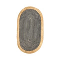 Beige and Black Oval Jute Rug