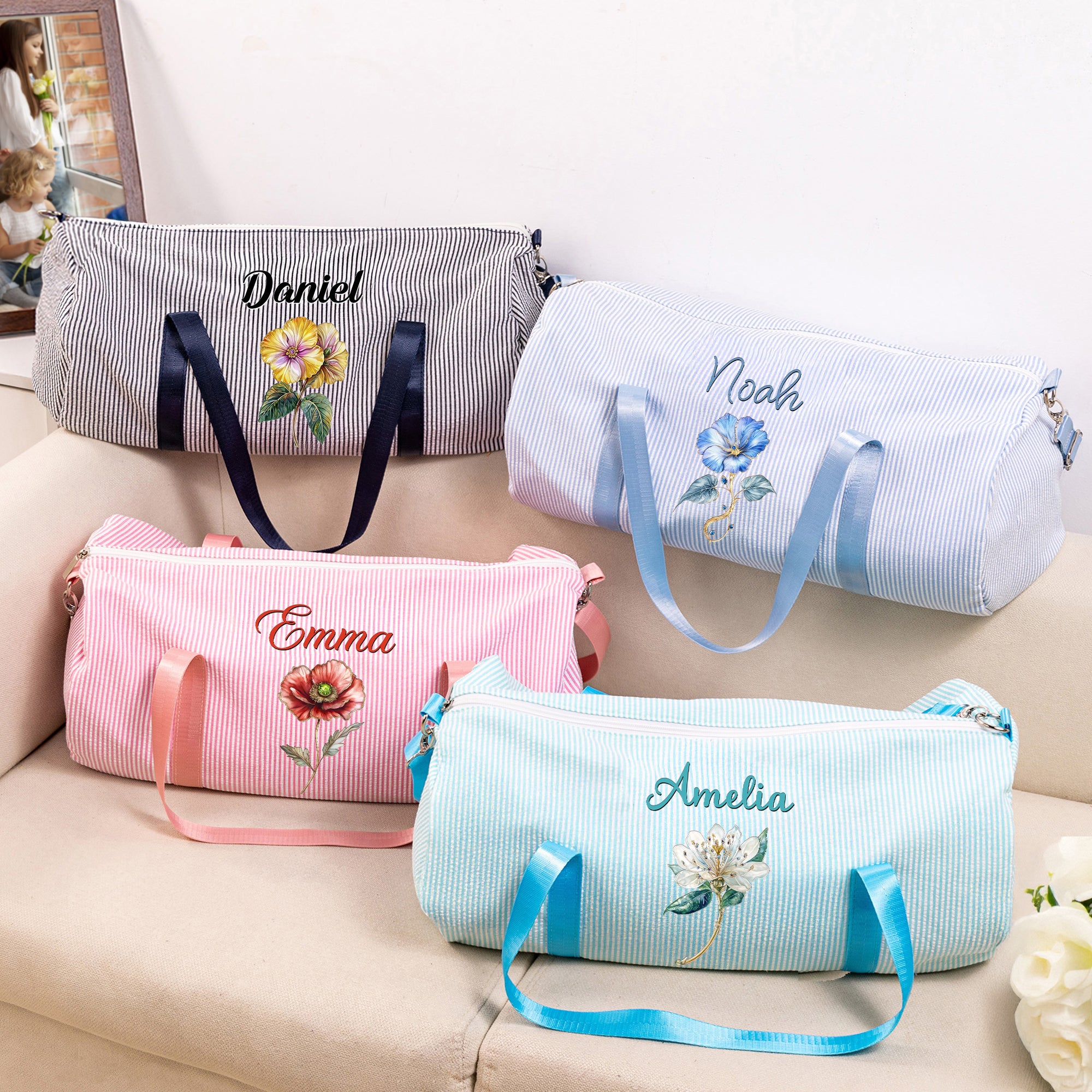 Bolsa de viaje de lona personalizada con nombre y correa para el hombro Regalo de cumpleaños de uso diario para mujer