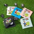 Toalla de golf de piel personalizada con cara de personaje de dibujos animados, nombre y clip retráctil Accesorios de golf portátiles Regalo de cumpleaños para jugadores de golf