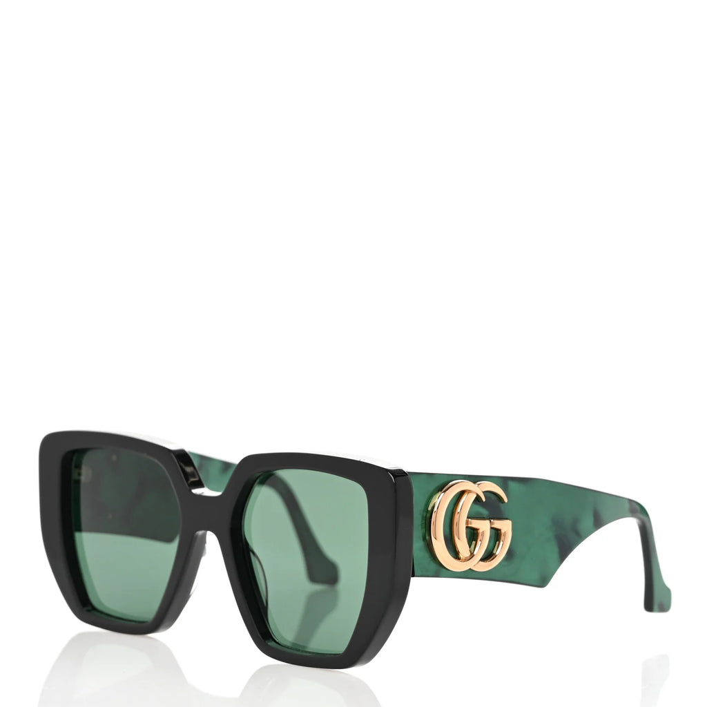 Gucci Acetate Square Frame Sunglasses GG0956S Green Black