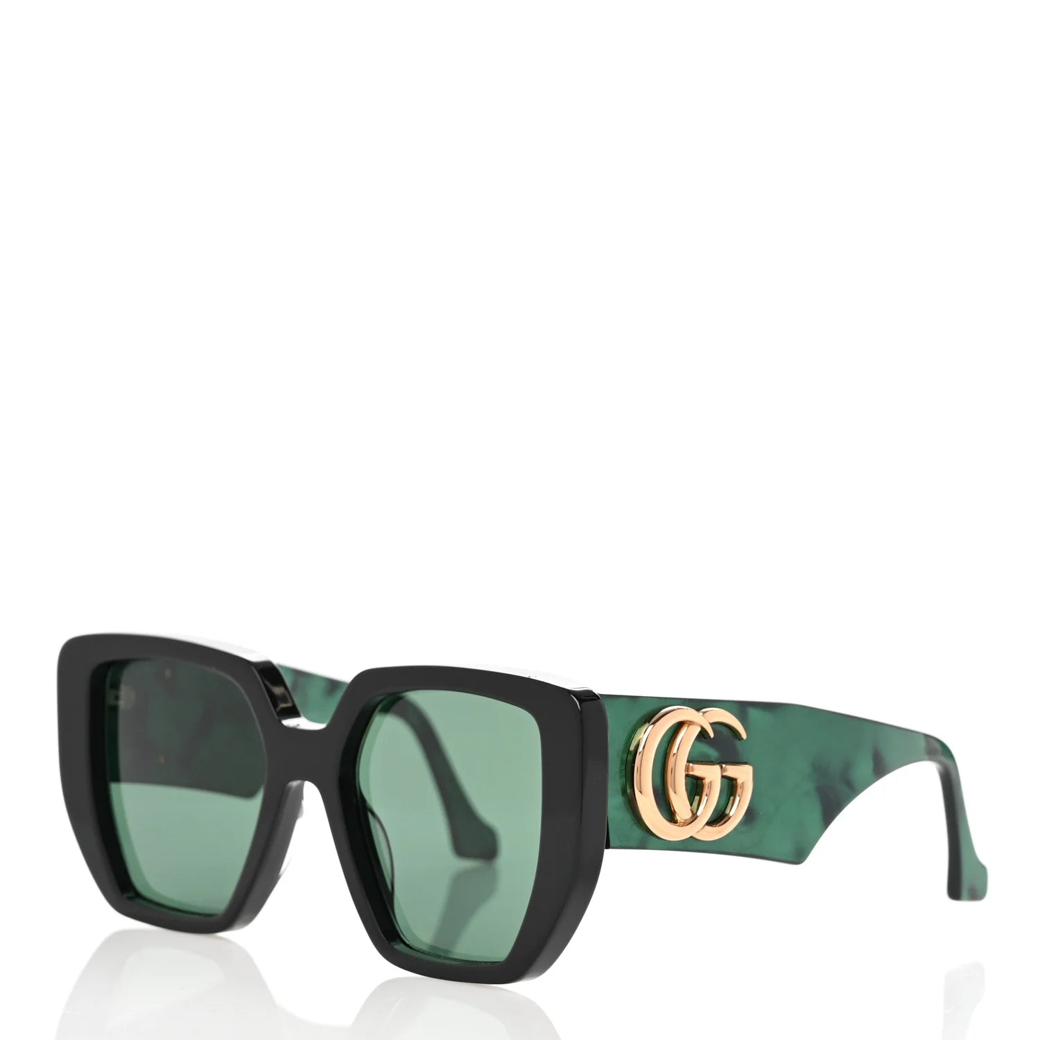 Gucci Acetate Square Frame Sunglasses GG0956S Green Black
