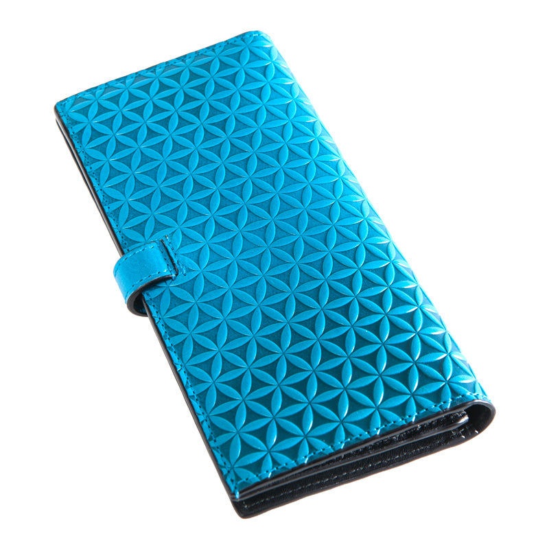 Large Embossed Leather Blue Wallet Freila