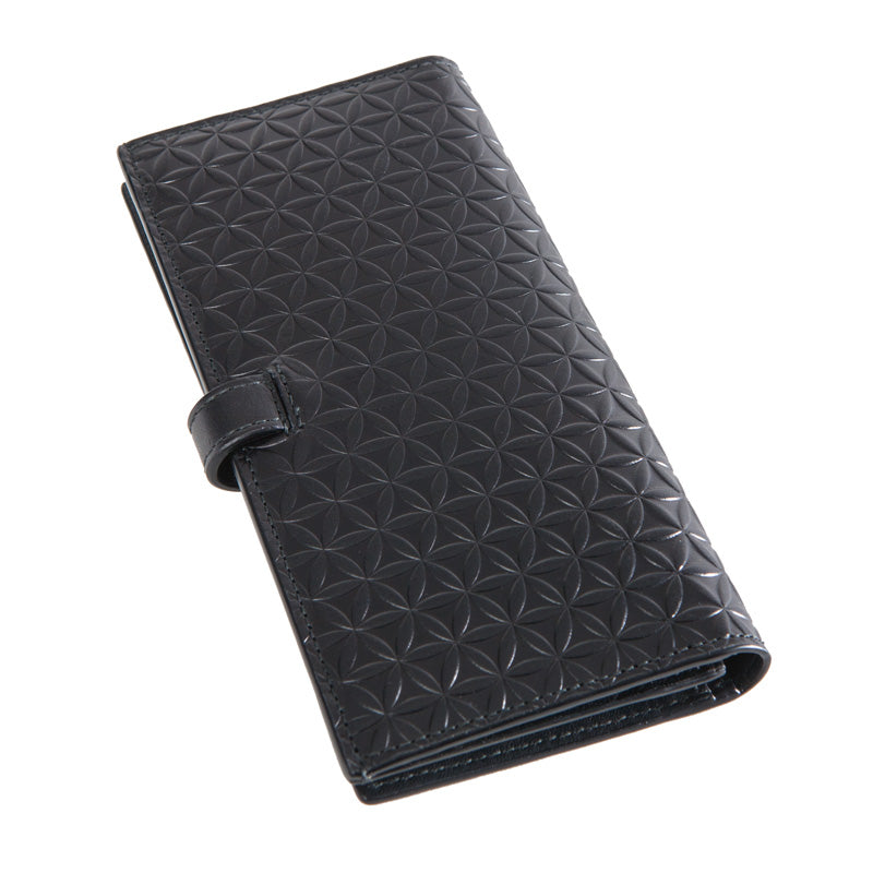 Flower of Life Embossed Black Leather Wallet Freila