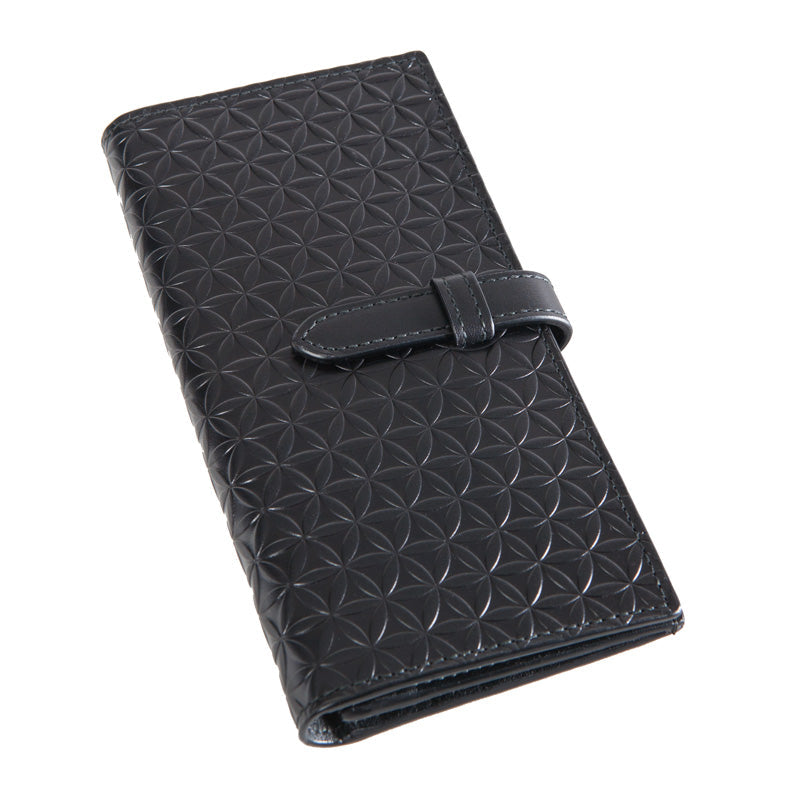 Flower of Life Embossed Black Leather Wallet Freila