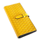 Yellow Leather Wallet Flower of Life Engraved Freila