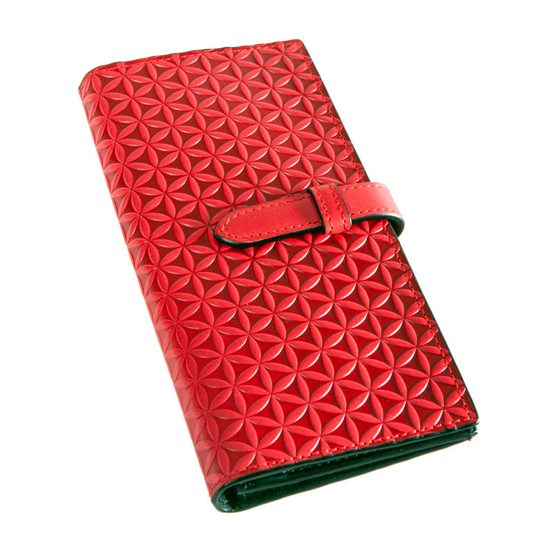 Red Leather Wallet Flower of Life Freila