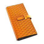 Brown Leather Wallet Flower of Life Embossed Freila