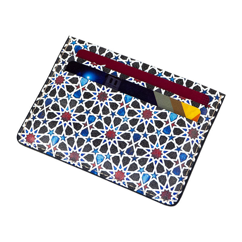 Islamic Art Inspired Leather Cardholder Fátima Blue