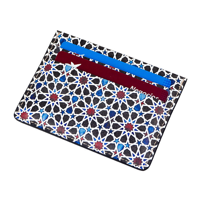 Islamic Art Inspired Leather Cardholder Fátima Blue