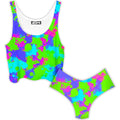 90s Neon Paint Splatter Crop Top and Booty Shorts Combo