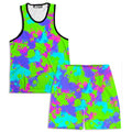 90s Neon Paint Splatter Tank and Shorts Combo