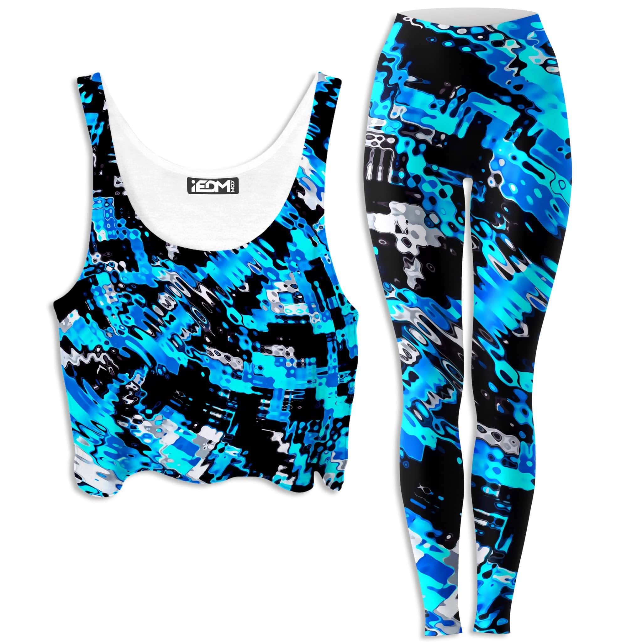 Aqua Rave Crop Top and Leggings Combo