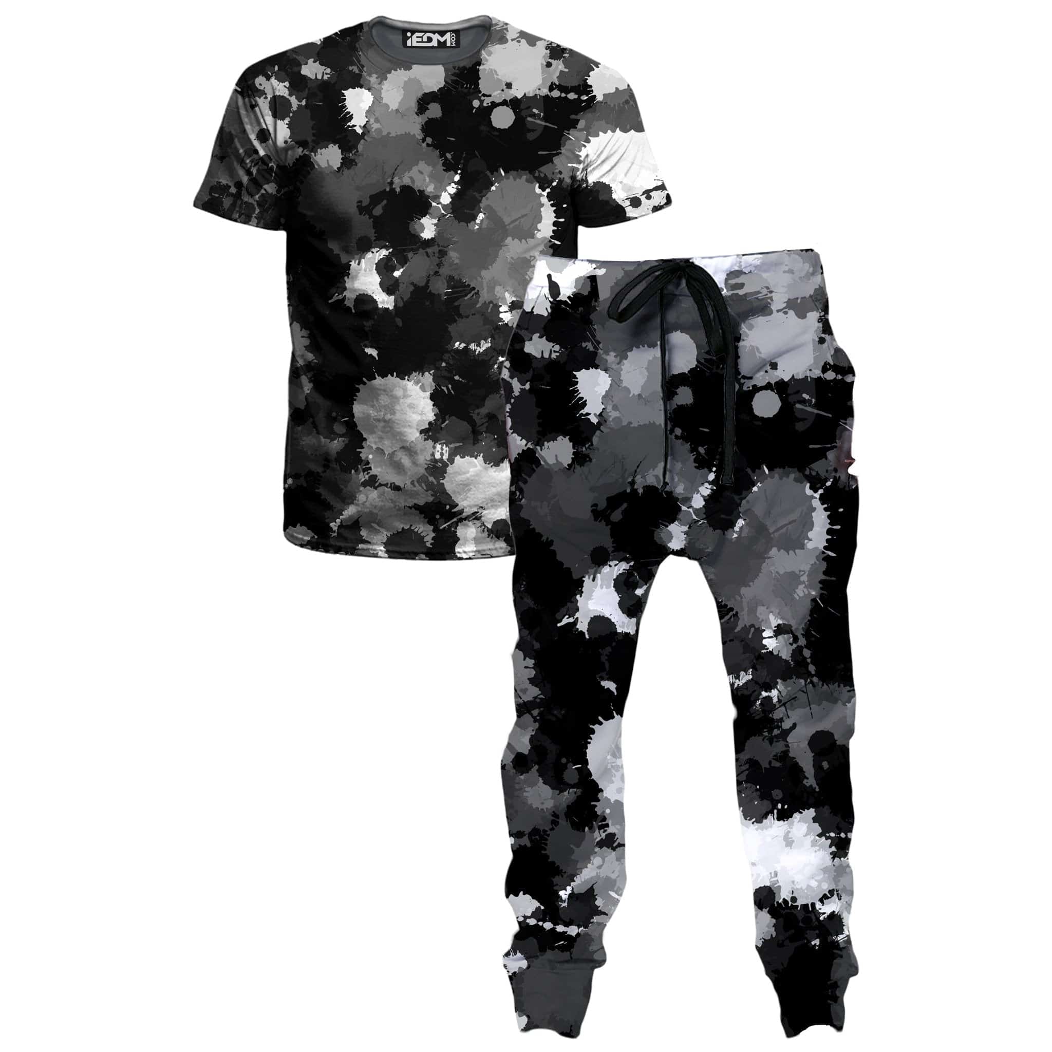 Black White and Grey Paint Splatter T-Shirt and Joggers Combo
