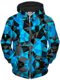 Blue and Black Geo Unisex Zip-Up Hoodie