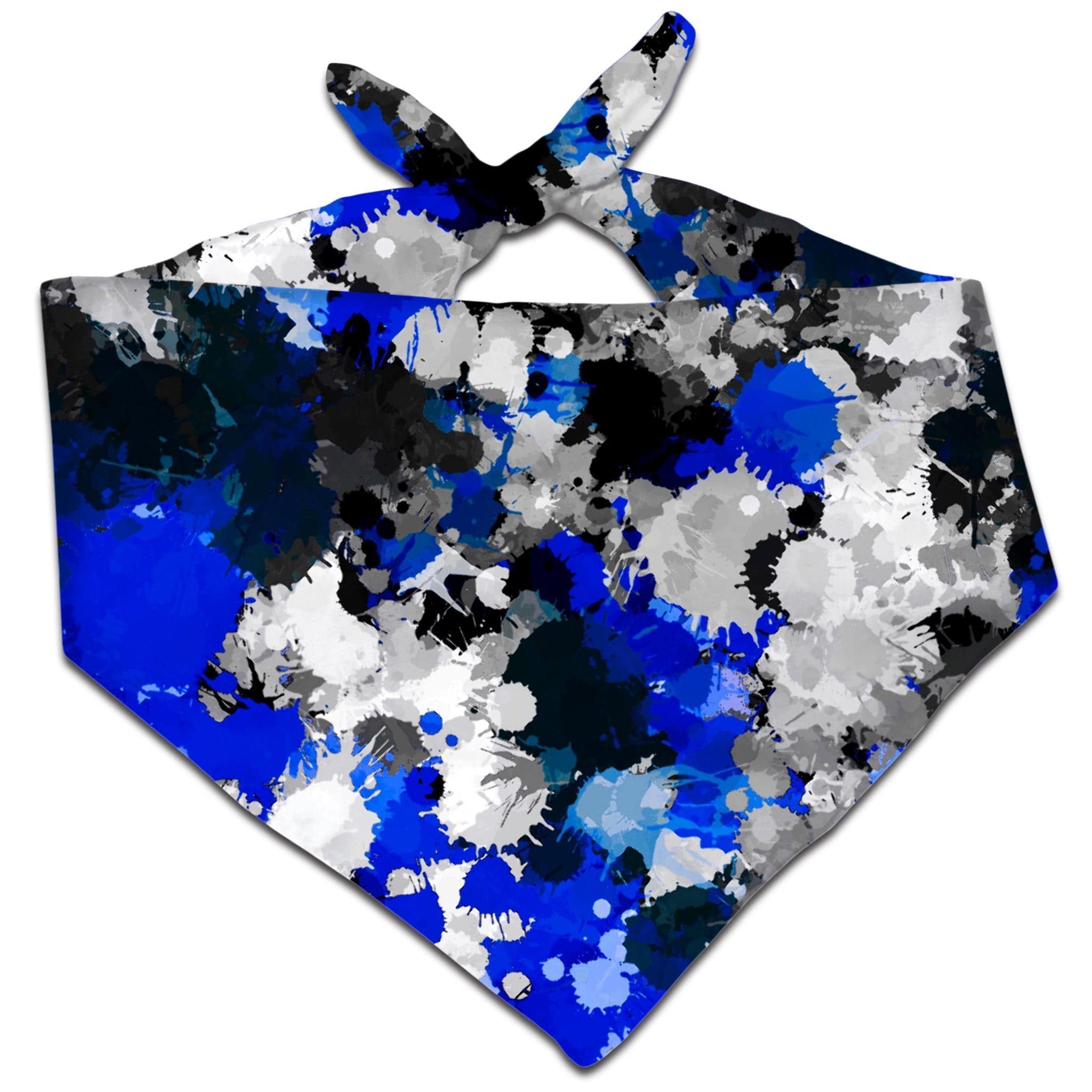 Blue and Grey Paint Splatter Bandana