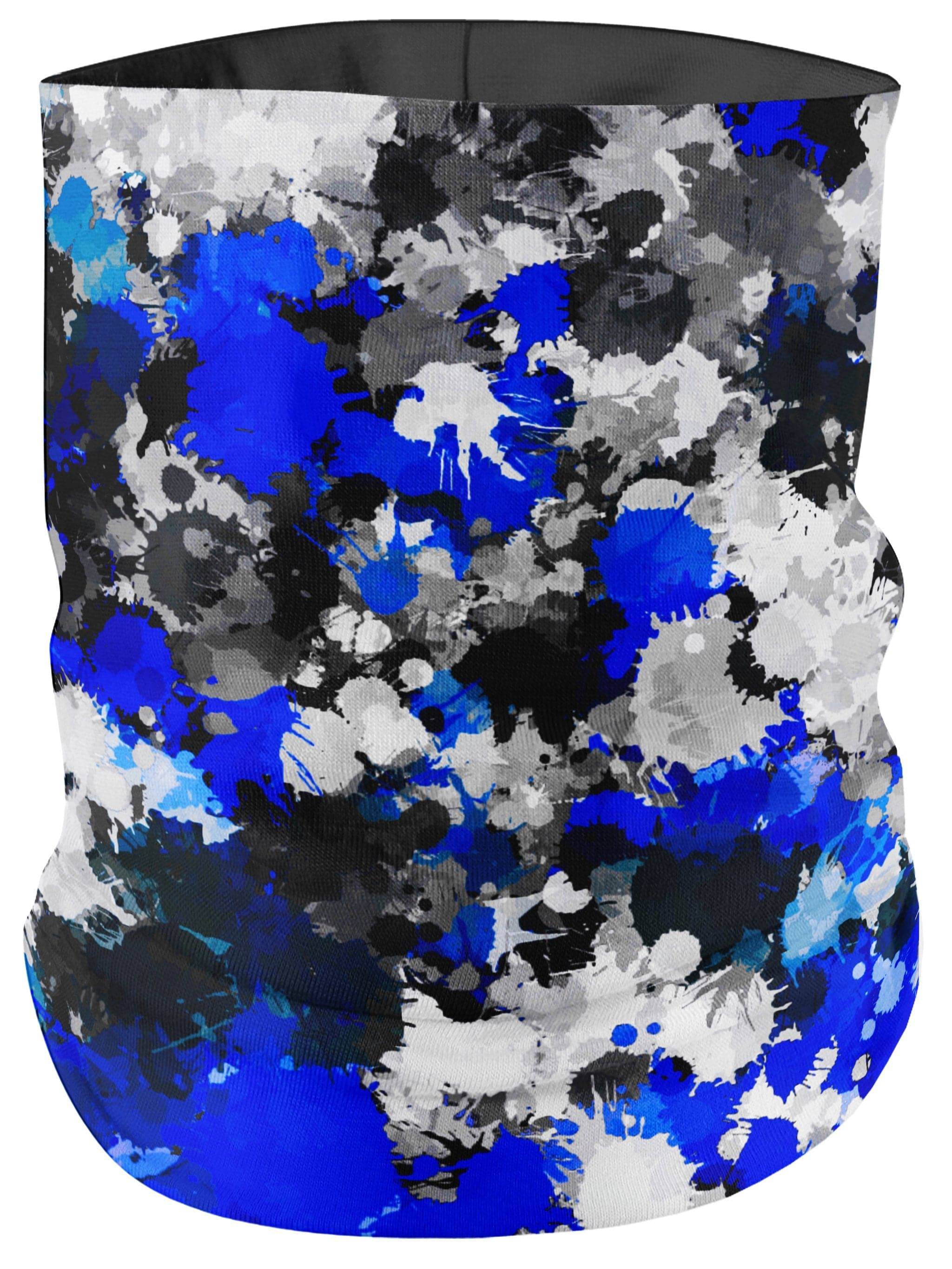 Blue and Grey Paint Splatter Bandana Mask