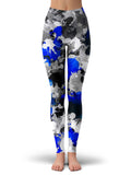 Blue and Grey Paint Splatter Leggings