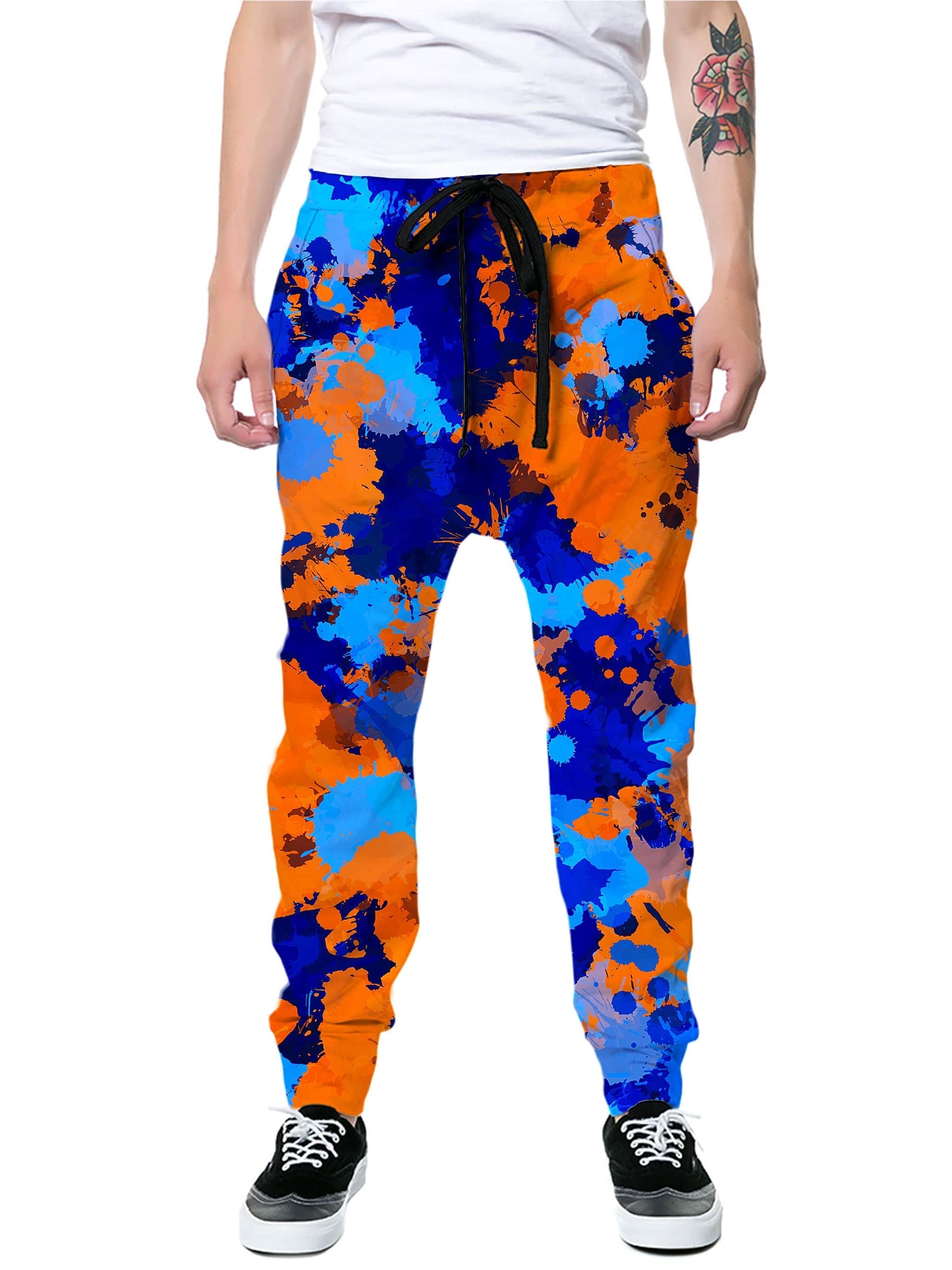 Blue and Orange Paint Splatter 2 Joggers
