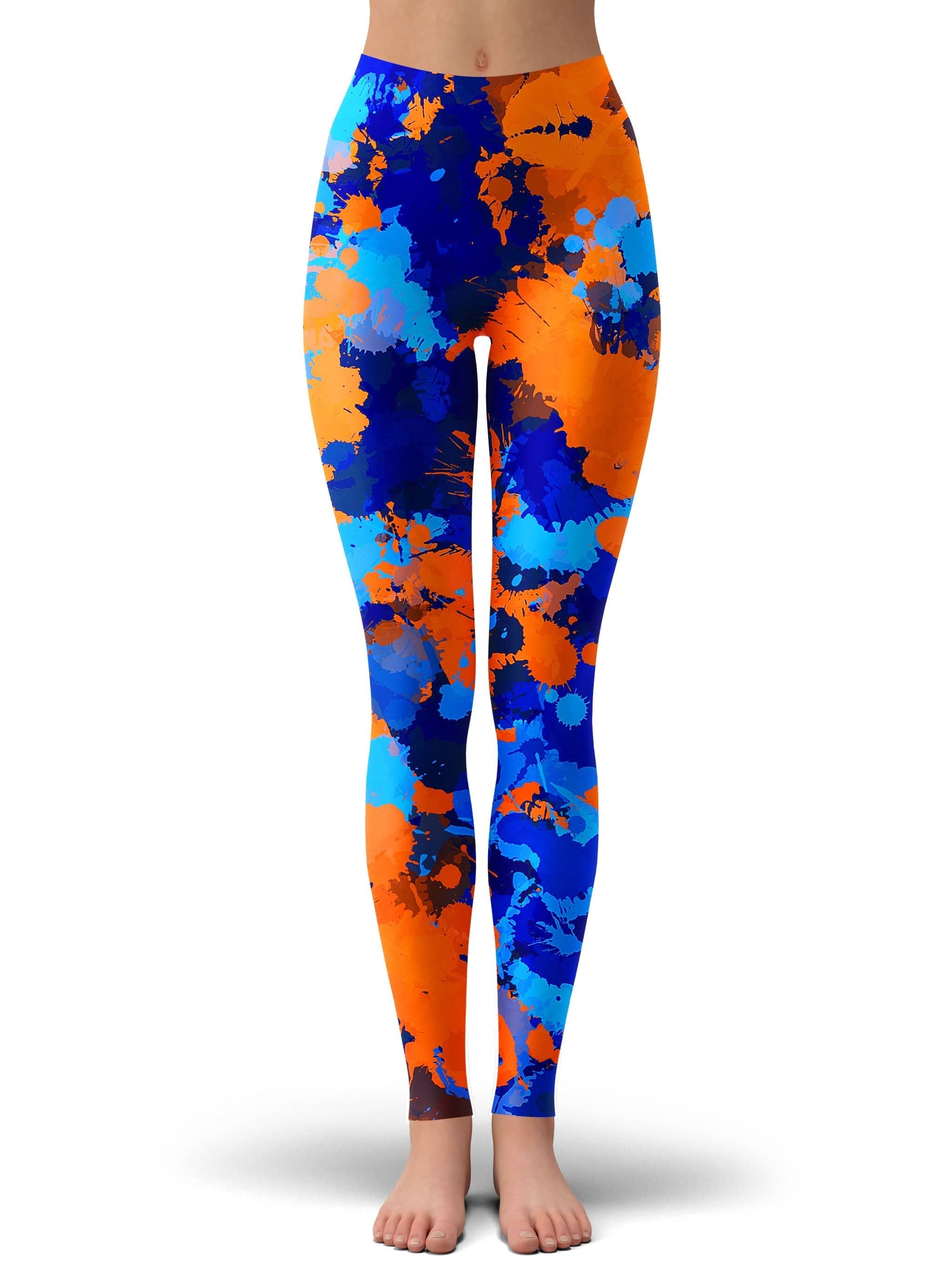 Blue and Orange Paint Splatter 2 Leggings