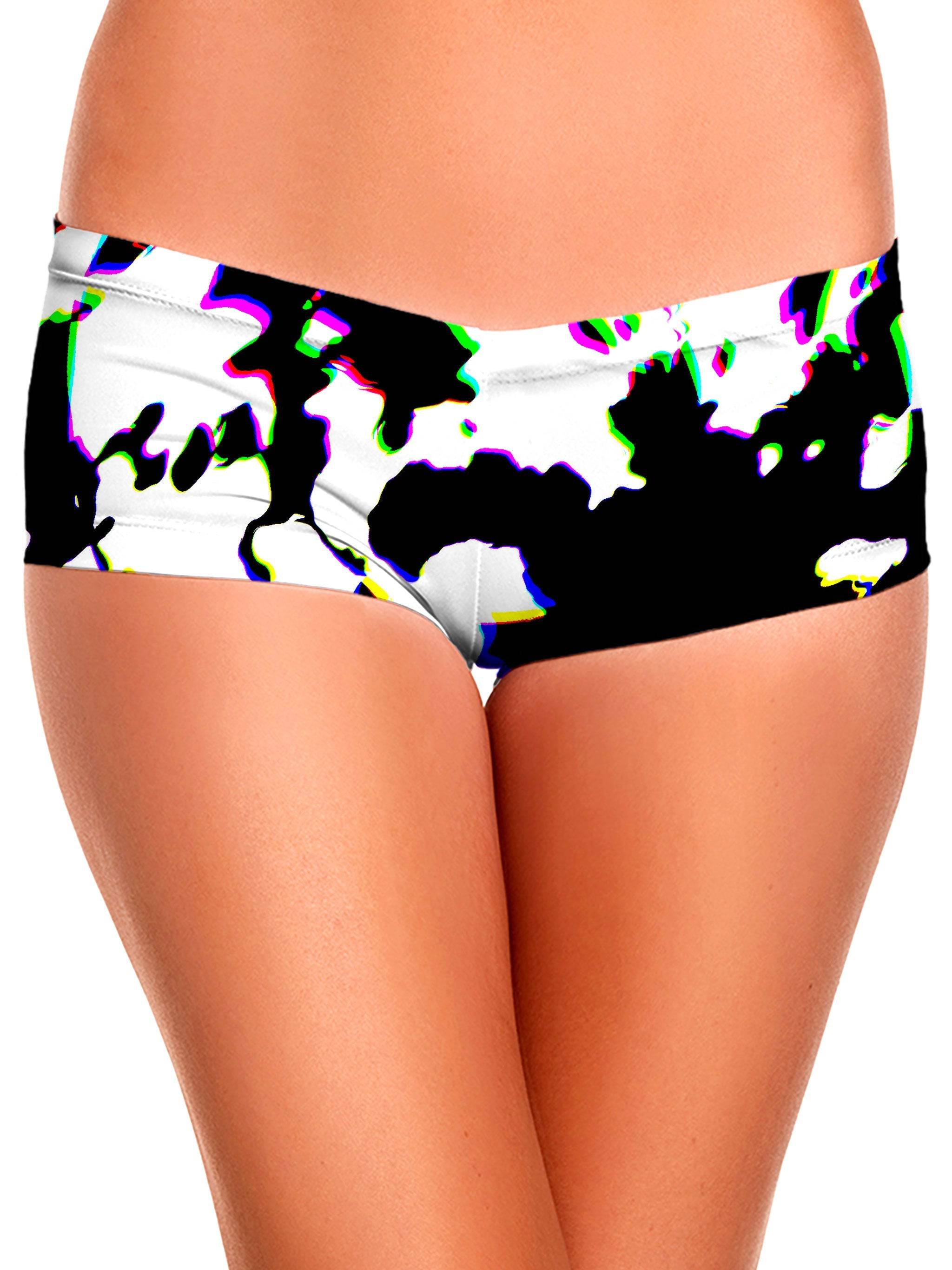 Cow Hide Print Rave Drip Booty Shorts