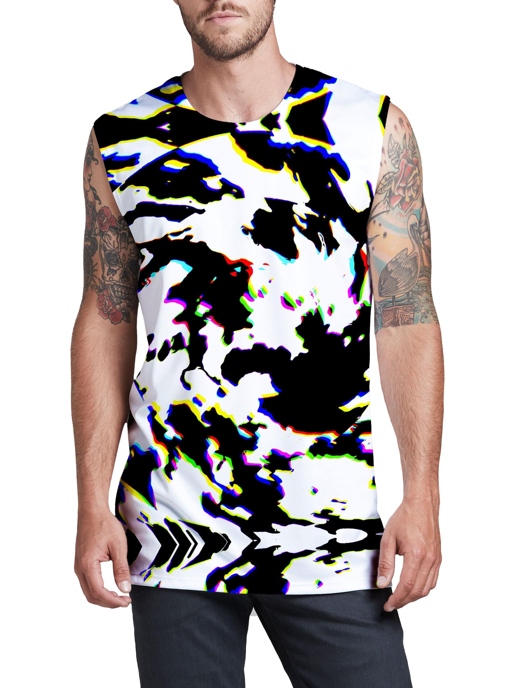 Cow Hide Print Rave Drip Men's Muscle Tank