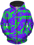Green and Purple Hypno Splatter Unisex Zip-Up Hoodie