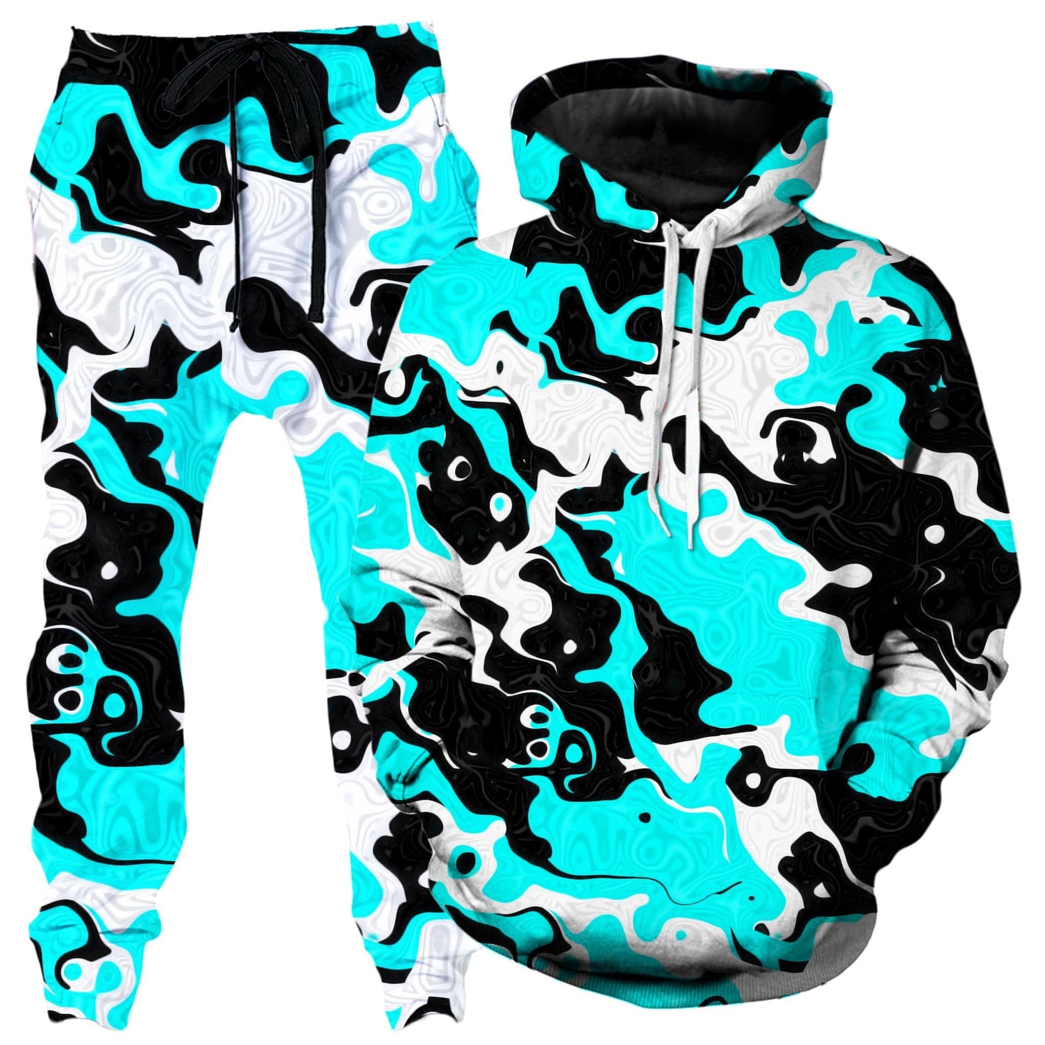 Oil Spill Rave Camo Hoodie and Joggers Combo