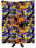 Orange Violet Rave Glitch Plush Blanket
