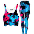 Pink and Blue Paint Splatter Crop Top and Leggings Combo