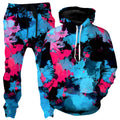 Pink and Blue Paint Splatter Hoodie and Joggers Combo