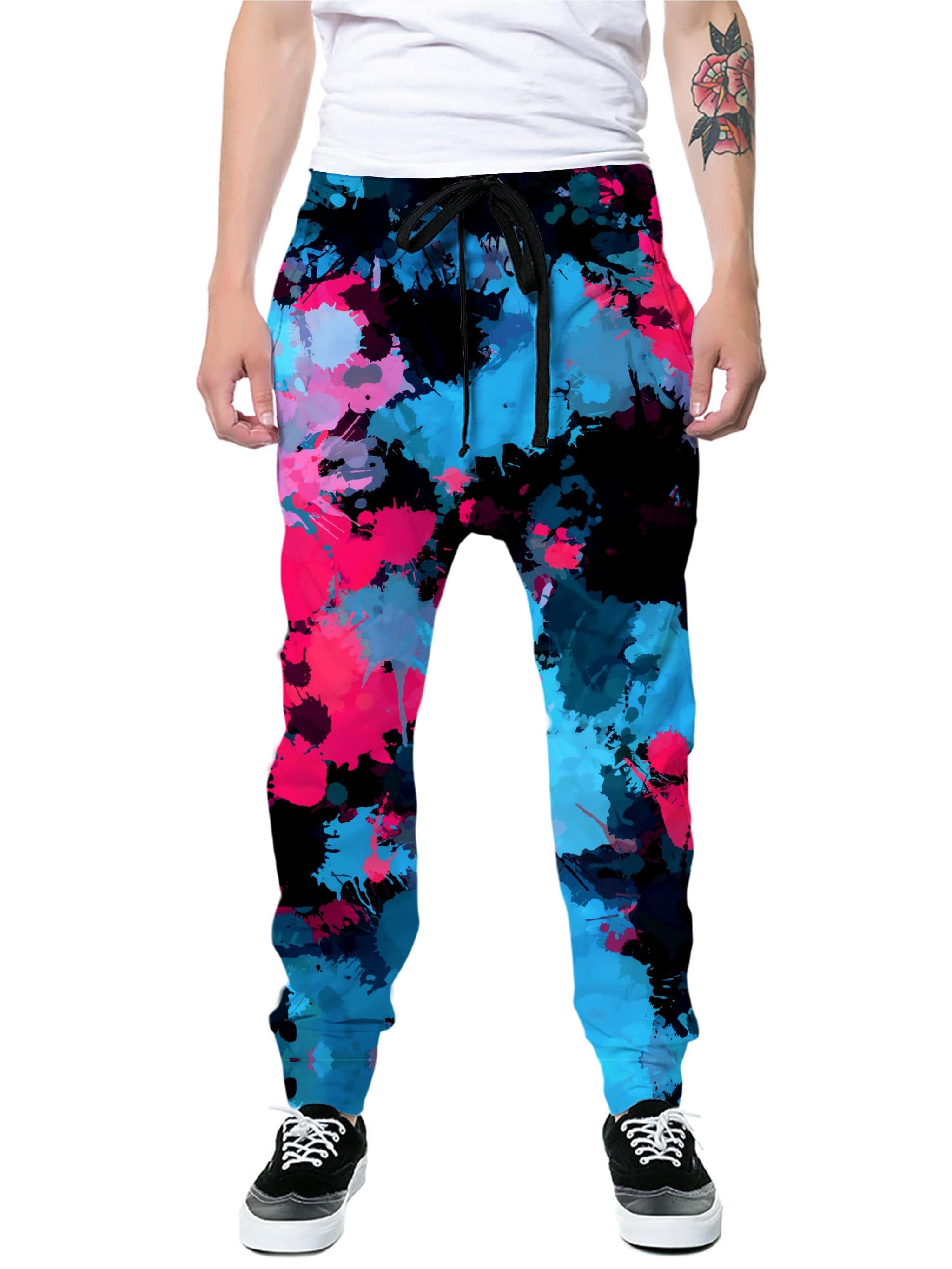 Pink and Blue Paint Splatter Joggers