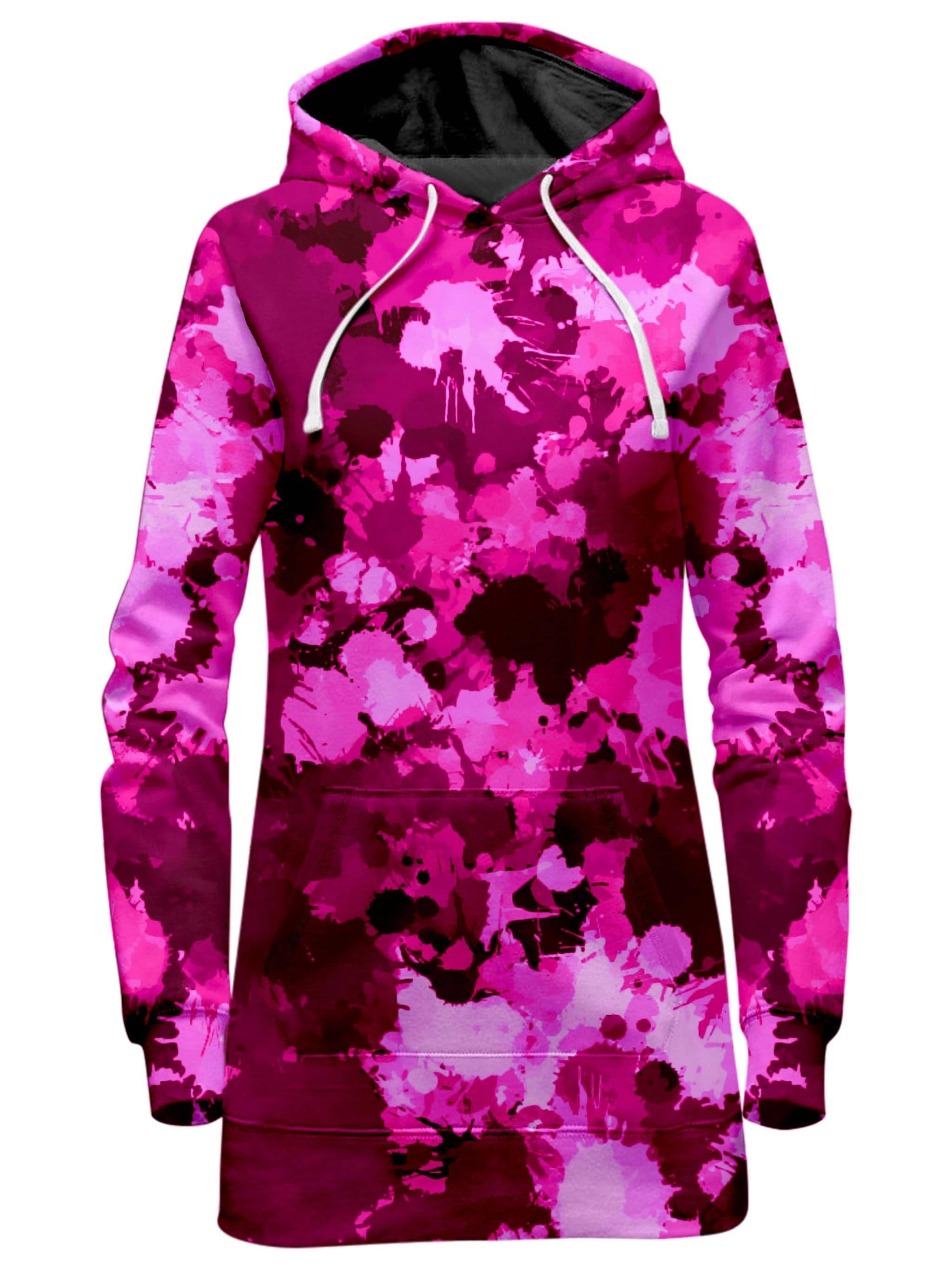 Pink Berry Paint Splatter Hoodie Dress