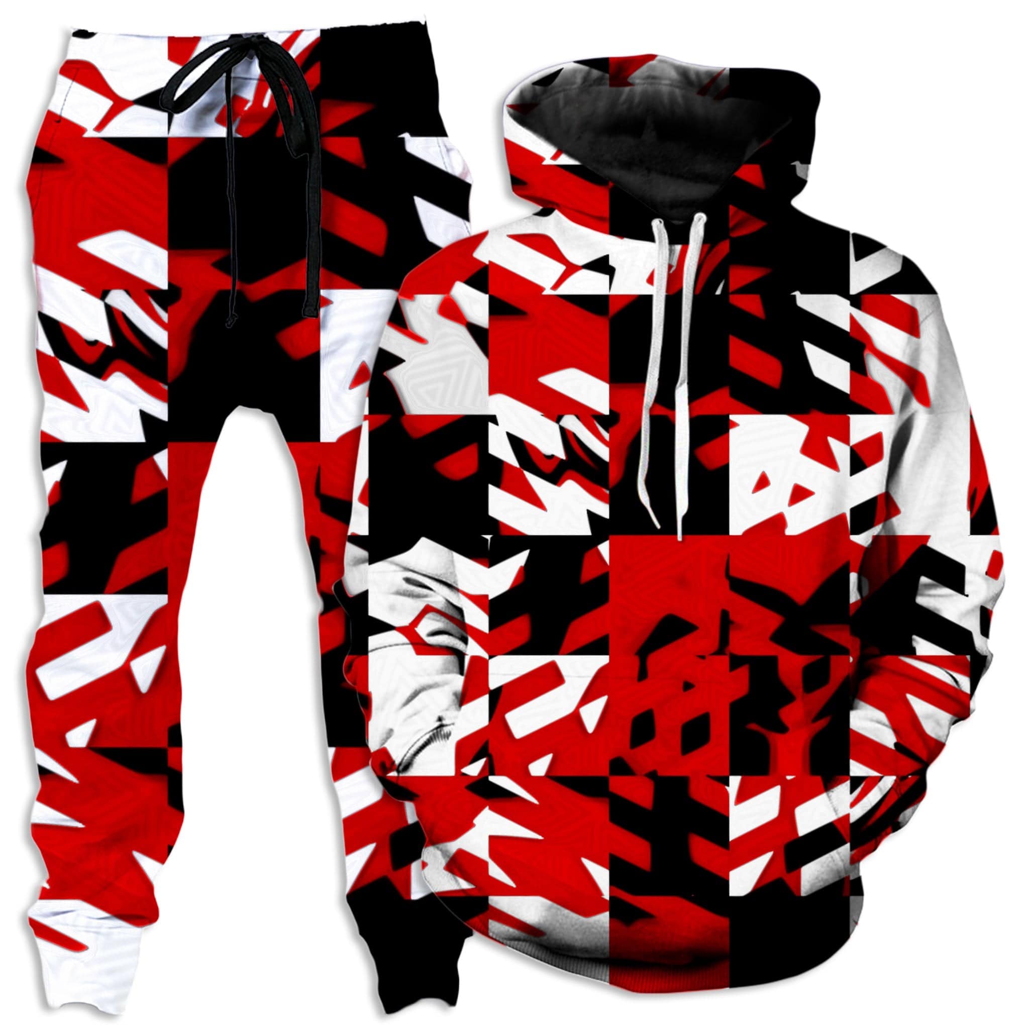 Red Digital Hoodie and Joggers Combo