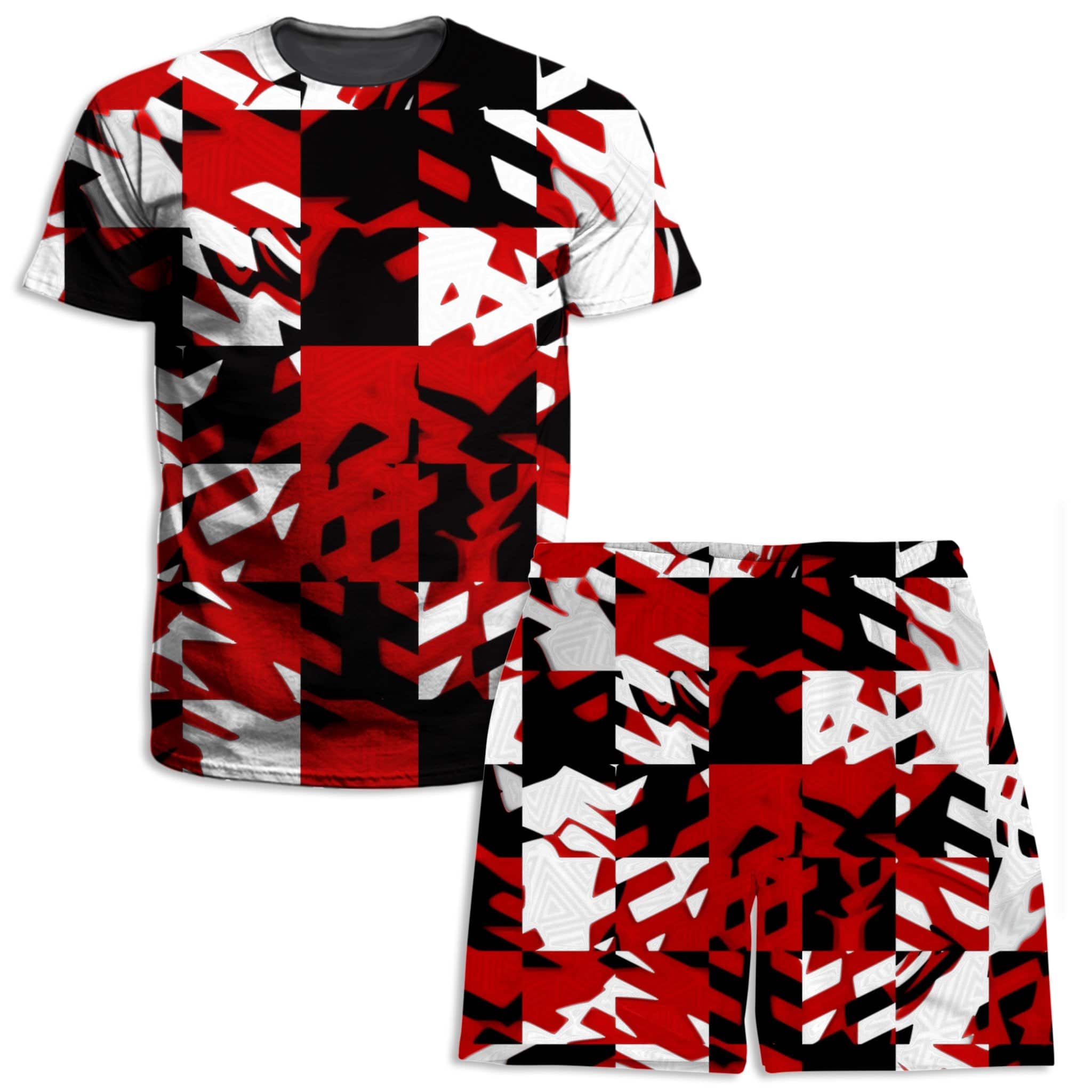 Red Digital T-Shirt and Shorts Combo